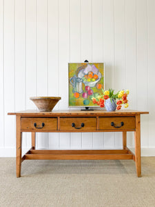 An Antique English Country Pine Console or Work Table c1830