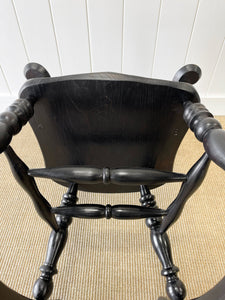 An Ebonized Antique English Yorkshire Windsor Elm Rocking Chair c1890