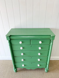 A Large Painted Scottish Pine Chest of Drawers Dresser on Tulip Feet c1890