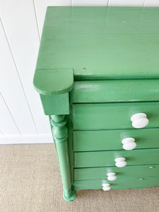 A Large Painted Scottish Pine Chest of Drawers Dresser on Tulip Feet c1890