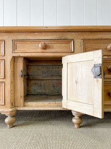 A Monumental English Country Pine Sideboard Buffet c1860