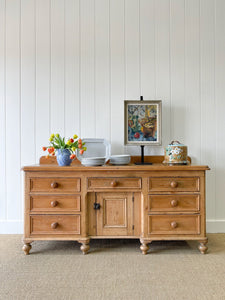 A Monumental English Country Pine Sideboard Buffet c1860