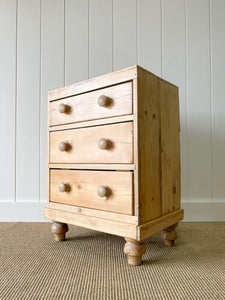 A Small and Delightful Antique English Pine Chest of Drawers Dresser Nightstand