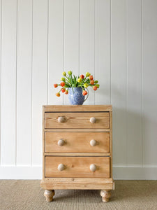 A Small and Delightful Antique English Pine Chest of Drawers Dresser Nightstand