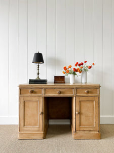 Antique English Pine Pedestal Desk c1890