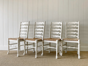 A Set of 2 Painted English Oak Ladder Back Chairs