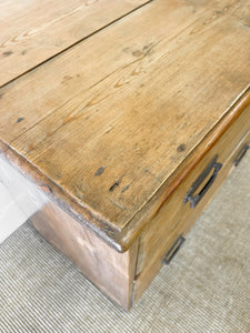 A Large and Primitive English Pine Chest of Drawers Dresser or Sideboard c1850