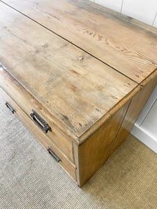 A Large and Primitive English Pine Chest of Drawers Dresser or Sideboard c1850