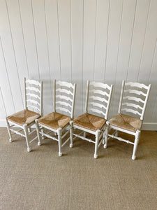 A Set of 2 Painted English Oak Ladder Back Chairs