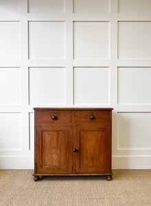 A Pleasant Narrow English Pine Cabinet or Sideboard with W and K Initials