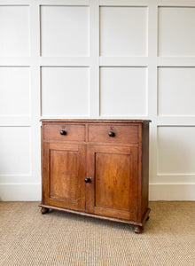 A Pleasant Narrow English Pine Cabinet or Sideboard with W and K Initials