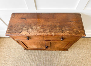 A Pleasant Narrow English Pine Cabinet or Sideboard with W and K Initials