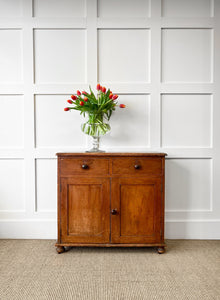 A Pleasant Narrow English Pine Cabinet or Sideboard with W and K Initials