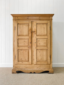 A French Country Pine Wardrobe or Linen Press c1890