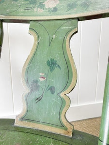 A Pair of Green Floral Painted Country Chairs c1890