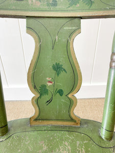A Pair of Green Floral Painted Country Chairs c1890