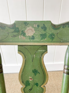 A Pair of Green Floral Painted Country Chairs c1890