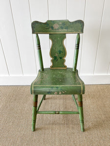 A Pair of Green Floral Painted Country Chairs c1890