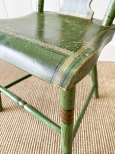 A Pair of Green Floral Painted Country Chairs c1890