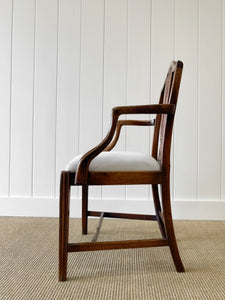 A Stunning English 18th Century Mahogany Occasional Chair Newly Upholstered