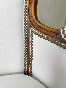 An Antique French Louis XV Style Walnut Bergere Arm Chair New Kravet Linen Upholstery