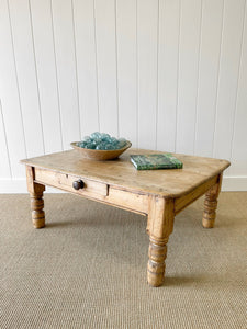 Antique English Country Pine Coffee Table c1890