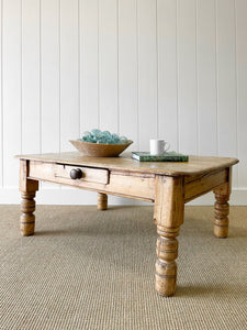 Antique English Country Pine Coffee Table c1890