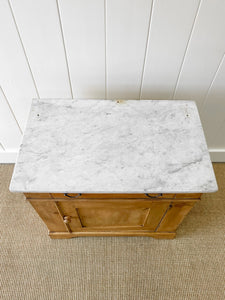 A Happy English Pine Nightstand with Marble Top c1890