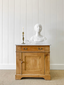 A Happy English Pine Nightstand with Marble Top c1890