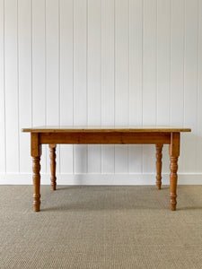 Vintage English Country Waxed Pine 5ft Dining Harvest Table
