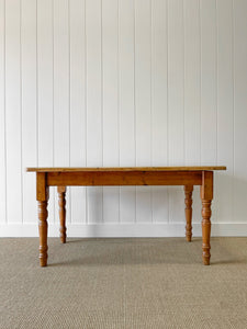 Vintage English Country Waxed Pine 5ft Dining Harvest Table