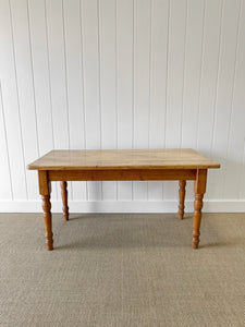 Vintage English Country Waxed Pine 5ft Dining Harvest Table