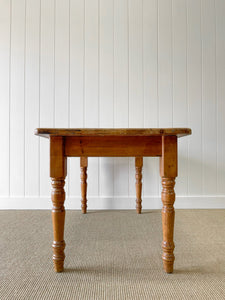 Vintage English Country Waxed Pine 5ft Dining Harvest Table