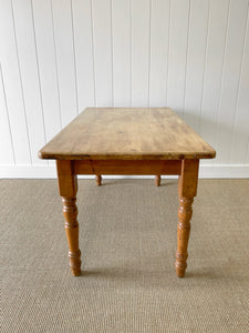 Vintage English Country Waxed Pine 5ft Dining Harvest Table