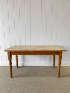 Vintage English Country Waxed Pine 5ft Dining Harvest Table