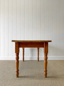 Vintage English Country Waxed Pine 5ft Dining Harvest Table