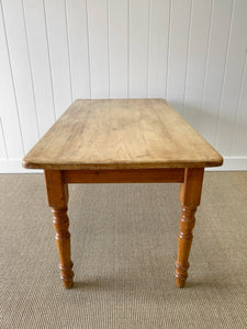 Vintage English Country Waxed Pine 5ft Dining Harvest Table