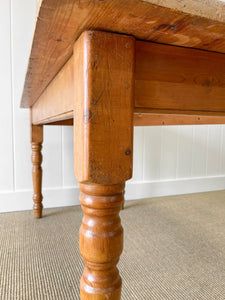 Vintage English Country Waxed Pine 5ft Dining Harvest Table