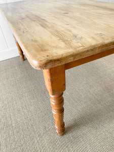Vintage English Country Waxed Pine 5ft Dining Harvest Table