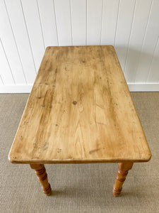 Vintage English Country Waxed Pine 5ft Dining Harvest Table