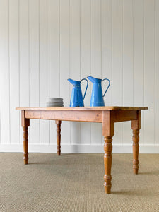 Vintage English Country Waxed Pine 5ft Dining Harvest Table