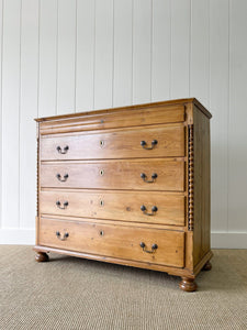 A Large Scottish Pine Chest of Drawers Dresser on Bun Feet c1890