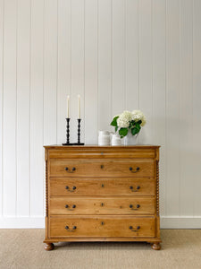 A Large Scottish Pine Chest of Drawers Dresser on Bun Feet c1890