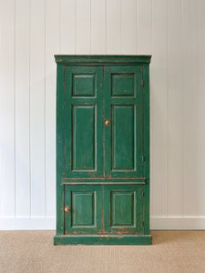 A Green 19th Century English Pine Cupboard