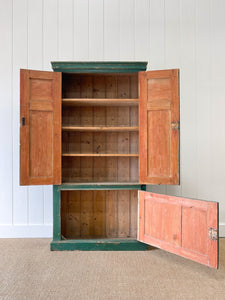 A Green 19th Century English Pine Cupboard
