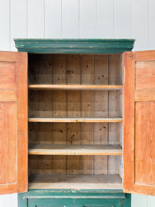 A Green 19th Century English Pine Cupboard