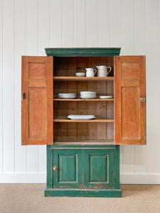 A Green 19th Century English Pine Cupboard