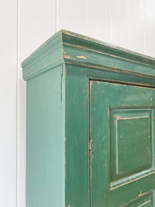 A Green 19th Century English Pine Cupboard