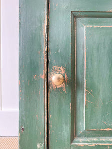 A Green 19th Century English Pine Cupboard