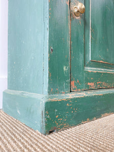 A Green 19th Century English Pine Cupboard